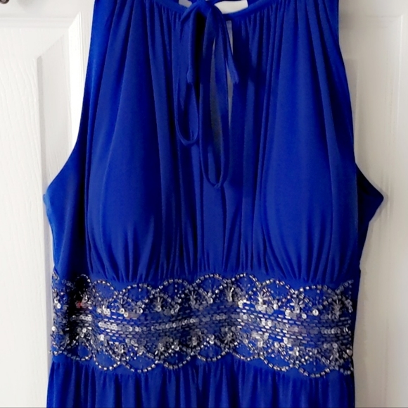 Laura formal sleeveless blue sequence empire waist dress - Picture 2 of 3